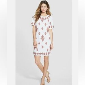 Michael Kors  Embroidered Short Sleeve Shift Grenadine Dress  Size 6